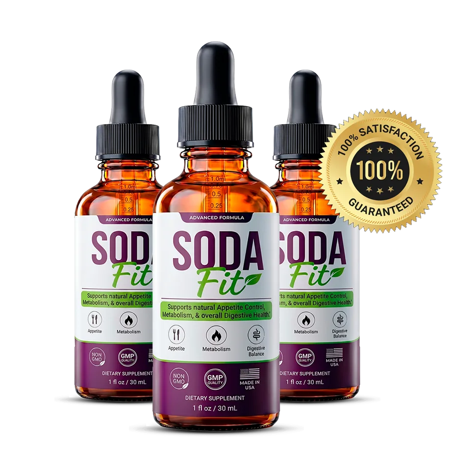 SodaFit bottles with a 100% money-back guarantee seal