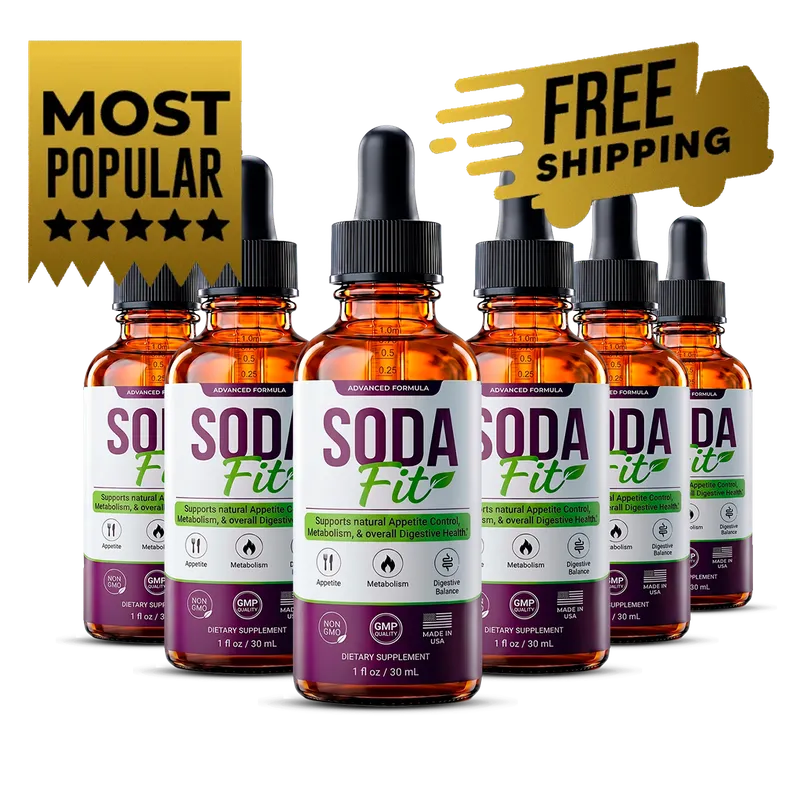 Six-bottle best-value package of SodaFit liquid drops with free shipping